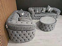 Ambassador 3 Seater and 2 Seater Sofa Grey and Chrome Accents