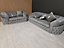 Ambassador 3 Seater and 2 Seater Sofa Grey and Chrome Accents
