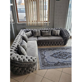 Ambassador Corner Sofa 270cm x 270cm Grey Plush Velvet