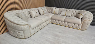 Cream plush velvet deals sofa