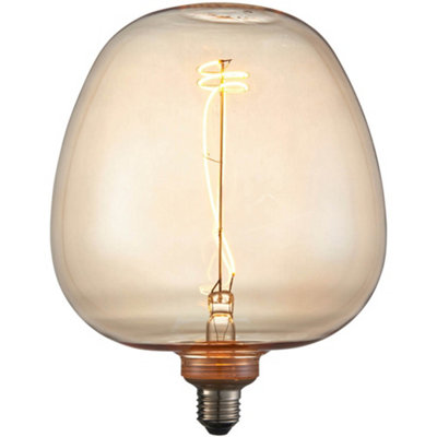 Amber Glass 4W E27 LED Light Bulb - Non-dimmable Warm White - 320lm 2000k