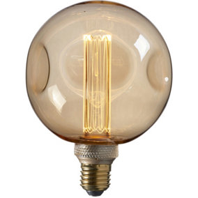 Amber Tinted Dimple Glass E27 LED Lamp - 2.5W Light Bulb 120 Lumens - Warm White