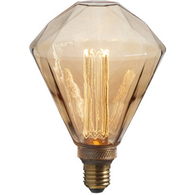 Amber Tinted Facetted Glass E27 LED Lamp -2.5W Light Bulb 120 Lumens Warm White