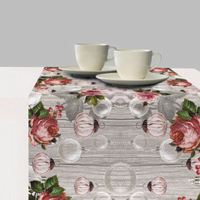 Ambiente Table Runner Roses And Baubles