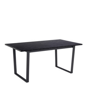 Amble Dining Table with Black Marble Melamine Top & Black Legs
