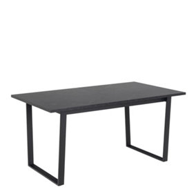 Amble Extending Dining Table with Black Marble Melamine Top & Black Legs 160-220