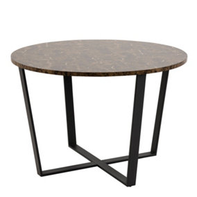 Amble Round Dining Table with Brown Marble Effect Top
