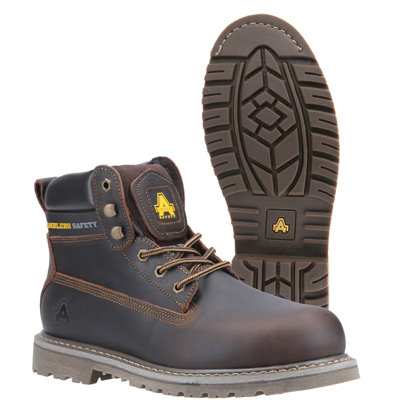 Amblers Goodyear Sicherheitsstiefel – Größe 41, Braun, Stahlkappe, Genähte Sohle