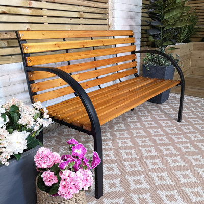 Ambleside 2 Person Outdoor Metal Wooden Garden Patio Bench DIY At B Q   Ambleside 2 Person Outdoor Metal Wooden Garden Patio Bench~5056589107697 01c MP