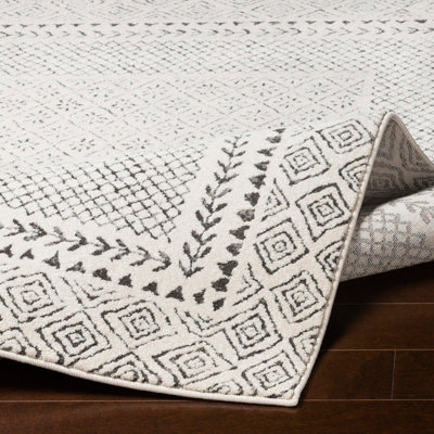 AMBRE Scandi Geometric Charcoal/Light Beige Area Rug 120 x 170 cm