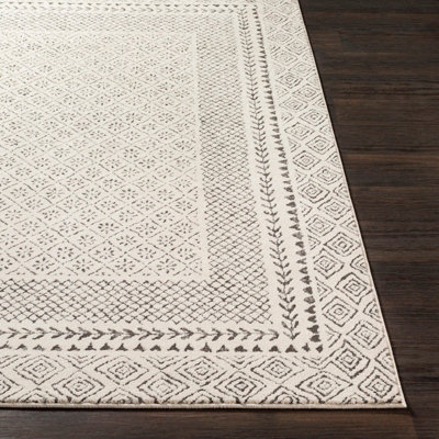 AMBRE Scandi Geometric Charcoal/Light Beige Area Rug 120 x 170 cm