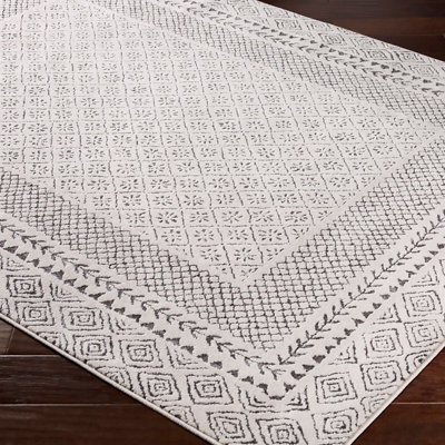 AMBRE Scandi Geometric Charcoal/Light Beige Area Rug 120 x 170 cm