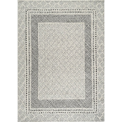 AMBRE Scandi Modern High Pile Ivory/Black Area Rug 200 x 275 cm