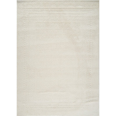 AMBRE Scandi Modern High Pile Ivory/Off-White Area Rug 120 x 170 cm