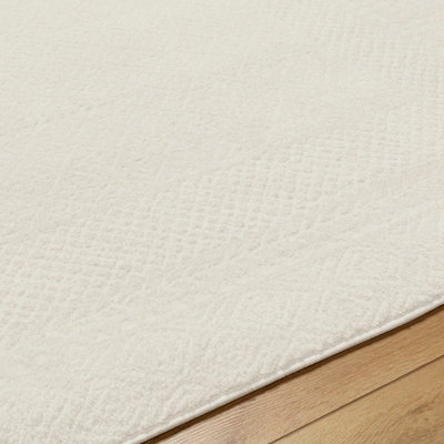 AMBRE Scandi Modern High Pile Ivory/Off-White Area Rug 120 x 170 cm
