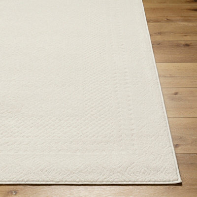 AMBRE Scandi Modern High Pile Ivory/Off-White Area Rug 120 x 170 cm