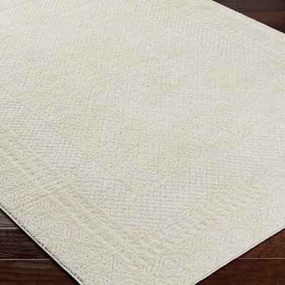 AMBRE Scandi Modern High Pile Ivory/Off-White Area Rug 120 x 170 cm