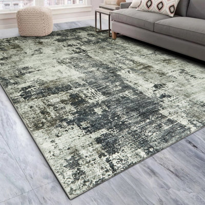 Ameha Grey Abstract Pattern Rug Living Room Extra Large Area