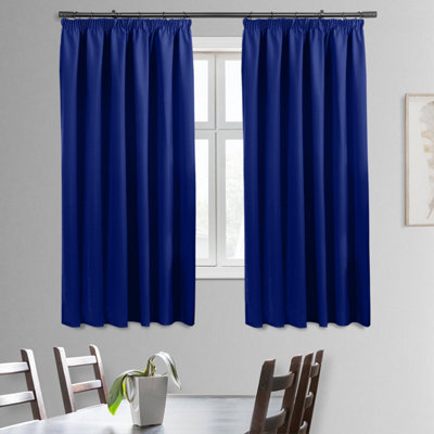 Ameha Navy Plain Curtain Blackout Thick Thermal Insulated Bedroom ...