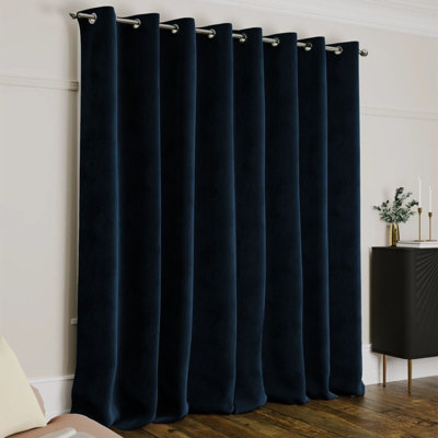 Velvet Crushed Curtains Blackout Thermal Insulated Ring Top Ready Made Door Curtain Single Panel 66' X 84