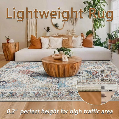 Ameha Non Slip Rugs For Bedroom Living Room Large Coastal Cashmere Area ...
