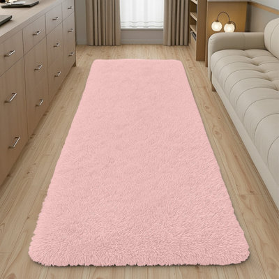 Ameha Pink Shaggy Runner For Living Bedroom Kitchen Mat Pet Friendly ...
