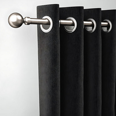 Ameha Plain Curtain Metal Pole 160-300cm Extendable Curtain Rods 60 mm Finials,Rings,Brackets&Fitting Set (Brushed Silver)