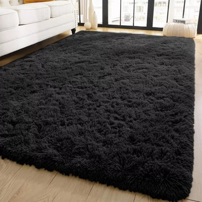 Ameha Rugs Living Room Extra Large 200X290 cm- Non Slip Modern Black ...