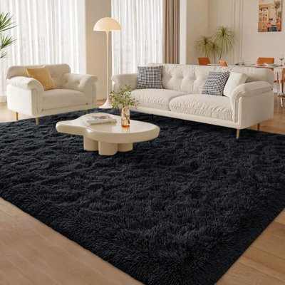 Ameha Rugs Living Room Extra Large 200X290 cm- Non Slip Modern Black ...