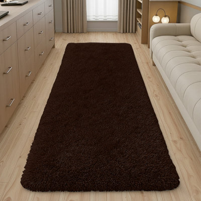 Ameha Shaggy Brown Area Rugs for Bedroom, Hallway Runner Fluffy
