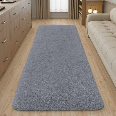 Ameha Shaggy Grey Area Rugs for Bedroom, Hallway Runner Fluffy Rug Anti ...