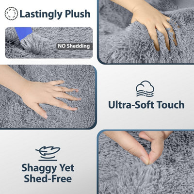 Ameha Shaggy Grey Area Rugs for Bedroom, Hallway Runner Fluffy Rug Anti ...