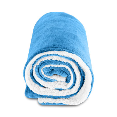 Ameha Sherpa Fleece Blanket Sky Blue Soft Thick & Reversible Plush
