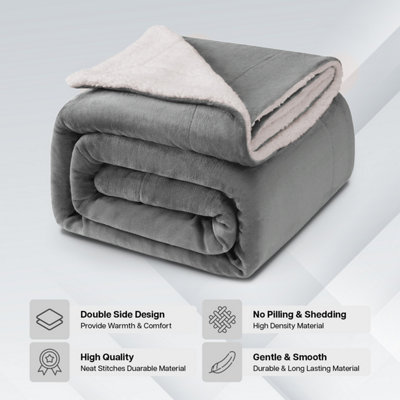 Exclusivo Mezcla King Size Reversible Sherpa Fleece Blanket, Soft Plush Blanket Bed Sofa Warm Fluffy Blankets Season 90 X104 Forest Mint Green