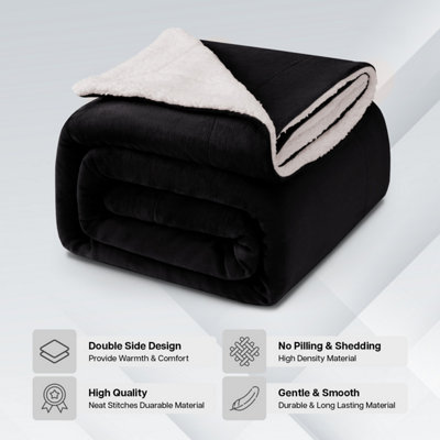 PAVILIA Fluffy Faux Fur Reversible Throw Blanket For Bed, Sofa, And