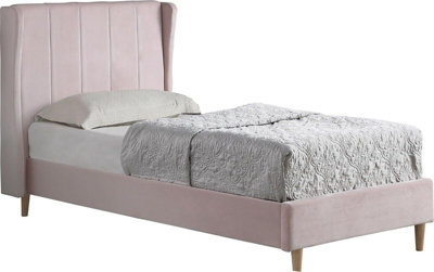 Amelia 3ft Single Bed in Pink Velvet Fabric