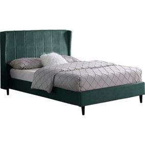 Amelia 4ft6 Double Bed in Green Velvet Fabric
