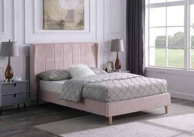 Pink velvet on sale queen headboard