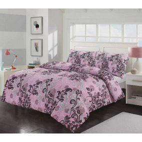 Amelia Floral Reversible Duvet Cover & Pillowcases Bed Set in all sizes