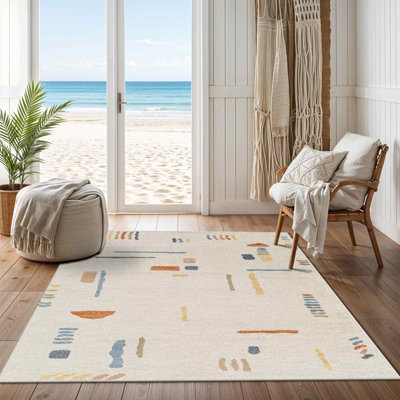 AMELIA Machine Washable Modern Beige Area Rug 160 x 213 cm