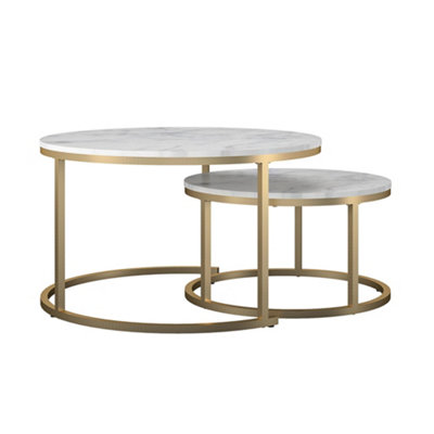 Amelia Neating Coffee Tables in White Marble Look