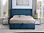 Amelia Plus 5ft Kingsize Storage Lift up Bed Blue Velvet Fabric
