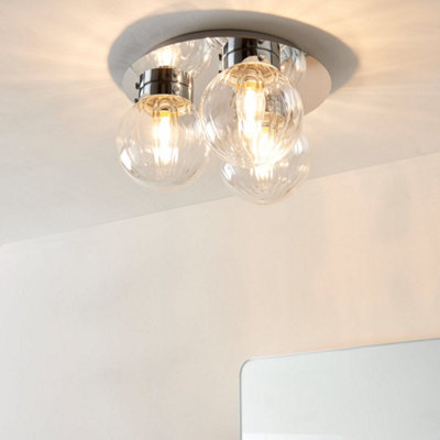 Amelie IP44 3 Light Flush Polished Chrome Ceiling Light