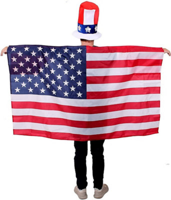 American Flag Wearable USA Flag Cape + Uncle Sam Hat - Pack of 6