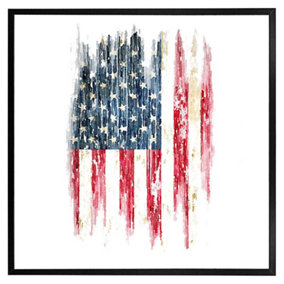 American grunge flag (Picutre Frame) / 24x24" / White