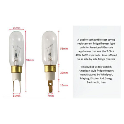 Qty 1 40 Watt 40W Viking Replacement Refrigerator Freezer Light Bulb  004528-000