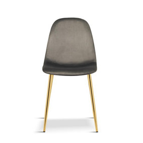 AMES Upholstered Dining Chair (Pack of 4) - Velvet - L52 x W44 x H86 cm - Light Grey