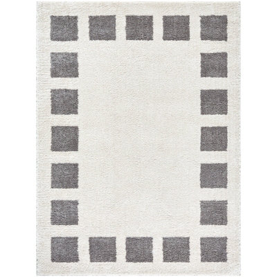 AMINE Machine Washable Modern Shaggy Charcoal Area Rug 120 x 170 cm