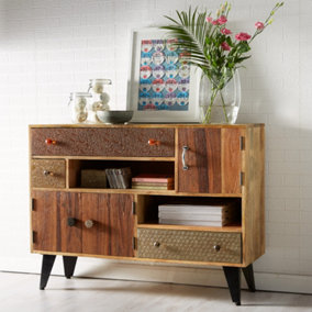 Amish Large Sideboard Cupboard With 3 Drawers In Reclaimed Wood