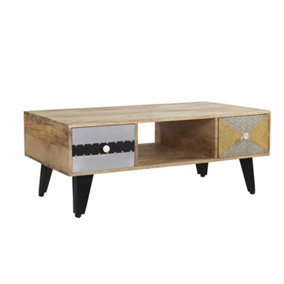 Amish Reclaimed Wood Coffee Table With 2 Drawers